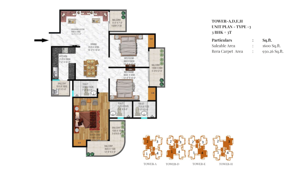 Spring Homes Elmas Floor Plan 3BHK 3T Tower ADEH by AskFlat 1 Spring Homes Noida Extension 3&4 BHK Flats @ 61 lacs